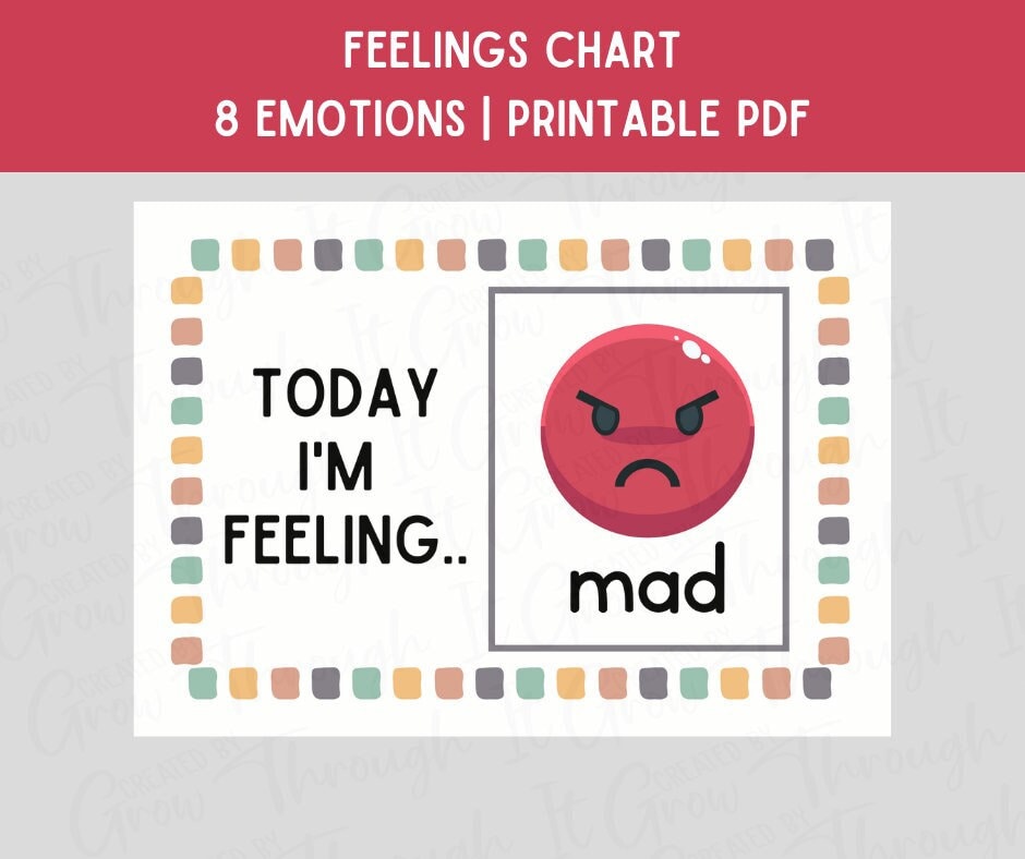 Feelings Chart Today I M Feeling Learning Emotions Homeschool Printable Il Fullxfull.4543238188 23q8