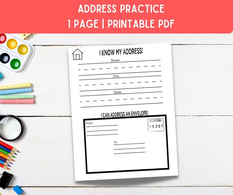 Kindergarten Worksheets - Address Practice - Addressing Envelope ...