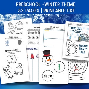 Preschoolcurriculum - Werkbladen met winterthema - Afdrukbare voorschoolse activiteiten - Werkbladen voor de kleuterschool - Educatief