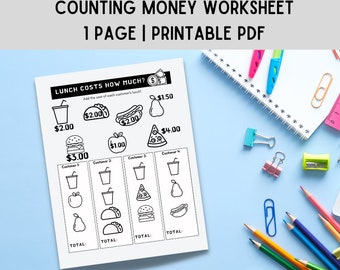 Counting Money Worksheet - Math Activity (Digital Download)