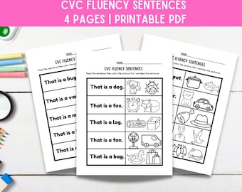 Kindergarten Curriculum - Reading CVC Words - Phonics Worksheets - Homeschooling Printables - Begin to Read - Sight Words