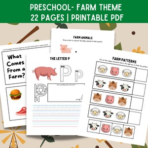 Preschool Curriculum - Farm Theme Worksheets- Printable Preschool Activities - Kindergarten Worksheets - Educational