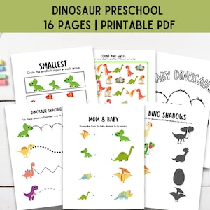 Dinosaur Preschool Worksheets: Printable Learning Activities (PDF)