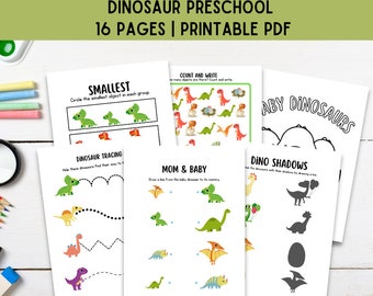Dinosaur Preschool Worksheets: Printable Learning Activities (PDF)