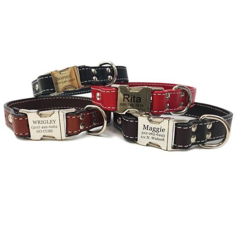 Rita Bean Heavy Duty Engraved Buckle Leather Dog Collar Etsy