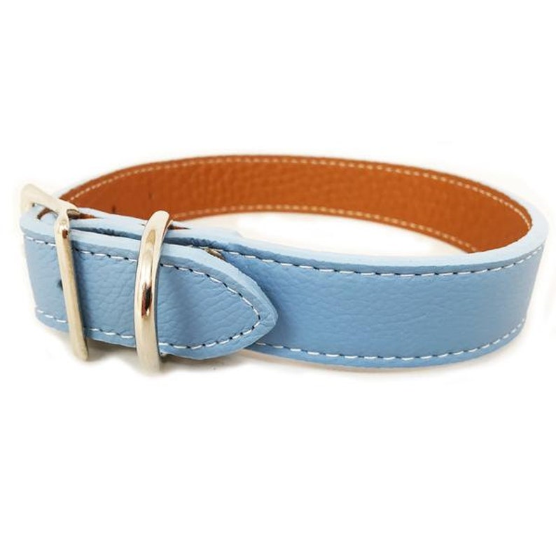Italian Leather Dog Collar Light Blue | Etsy