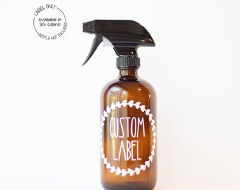 Etiqueta de 16 oz - Solo calcomanía / Inspiración de Rae Dunn / Etiqueta personalizada / Marco floral / Toda natural / etiqueta de botella de aerosol / aceites esenciales