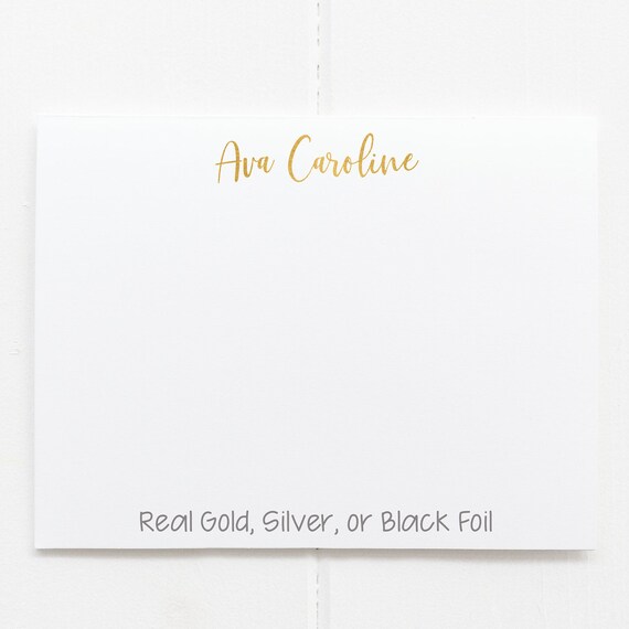 Custom Foil Stationery Name Cards Gold Silver Black Foil Etsy.de