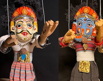 GANESH and MAHAKALI double-sided Nepalese Marionette