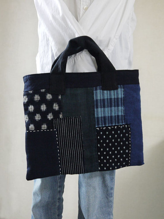 Japanese old fabric patchwork bag with sashiko stitching | Etsy