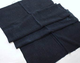 Japanese old indigo cotton fabric, Japanese vintage textile, indigo, cotton, folk textile, boro, navy, dark navy