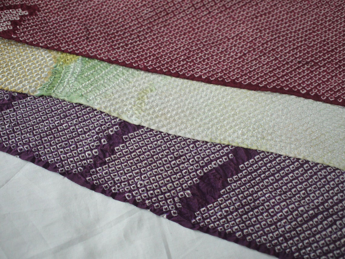 Set of 3 silk fabrics Japanese secondhand textile folk Etsy