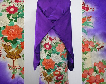secondhand kimono, Japanese vintage formal kimono, iro-tomesode, silk, purple