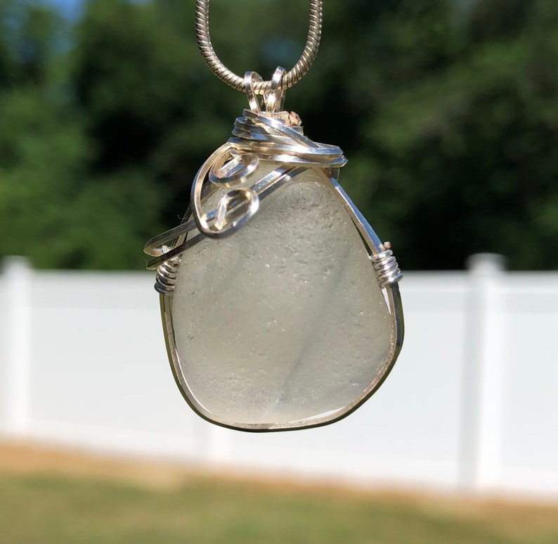 Chunky white seaglass Pendant