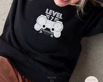 Level 7 Unlocked Gamer SVG, 7th Birthday (Digital Download)