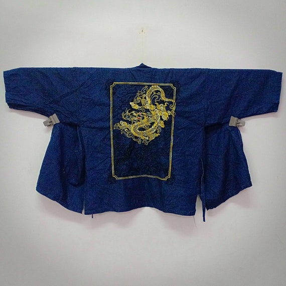 Vintage Haori Embroidered Dragon Art Design/ Cotto