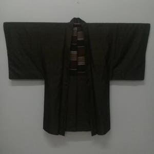 Vintage Kimono Haori Jacket Women&#39;s Cardigan Brown/ Silk Fabric/Size L