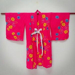 Vintage Kimono Haori Dragonfly Flowers Art Design/ Light Cotton Fabric/ Short Kimono/ Fits M