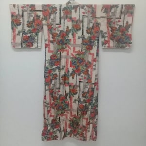 Vintage Kimono All Over Print Flower Jacket/Japanese Silk Kimono