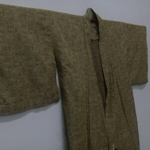 Kimono Vintage Motivo Japonés Oro Antiguo / Tela de Seda / Manga Larga / Talla M