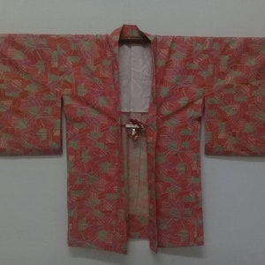 Vintage Kimono Haori Abstract Colourful Design/ Silk Fabric/ Size M