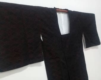 Vintage Haori Kimono Michiyuki Rot + Schwarz Damen Kimono Größe M