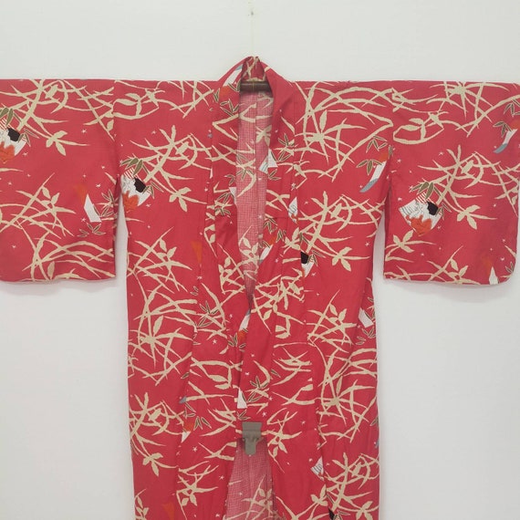 Vintage Japanese Kimono Geisha Art Design/ Cotton