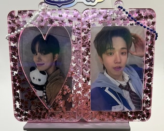 Handmade Acrylic Photocard Keychain PC Frame Holder Sakura Pink Flowers Holographic Clear K-Pop Photocards Instax Polaroids ID Case