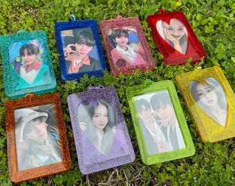 Handmade Acrylic Photocard Keychain PC Frame Holder Glitter Jellies Red Blue Purple Pink Green Yellow  Glitter Holographic K-Pop Photocards