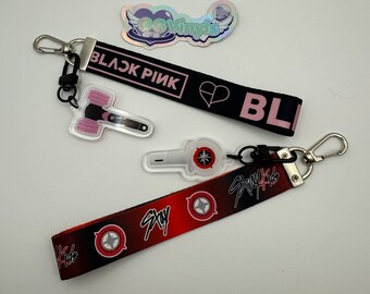 KPop Lightstick Keychain Strap Lanyard Black Stray Kids Stay BP Pink Blink