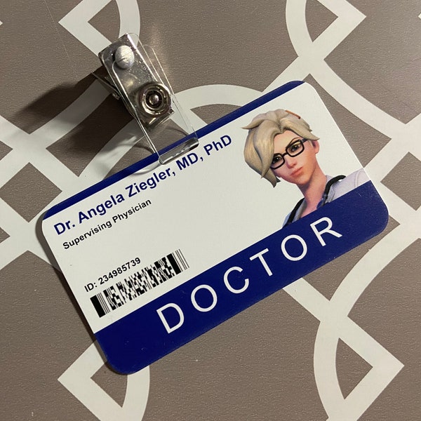Doctor Zeigler Dr. Mercy Valkyrie Recall Challenge ID Card & Pocket Decal for Cosplay