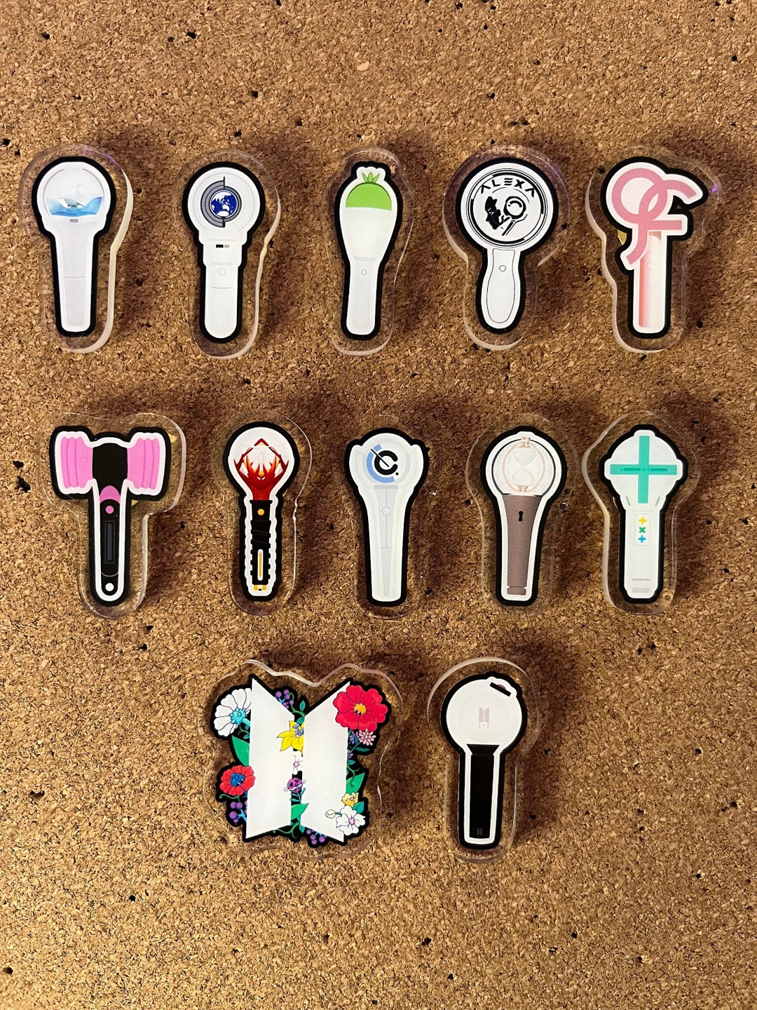 Buy Kpop Lightstick Acrylic Pins 1.5 Bangtan Nmixx Ateez Online in
