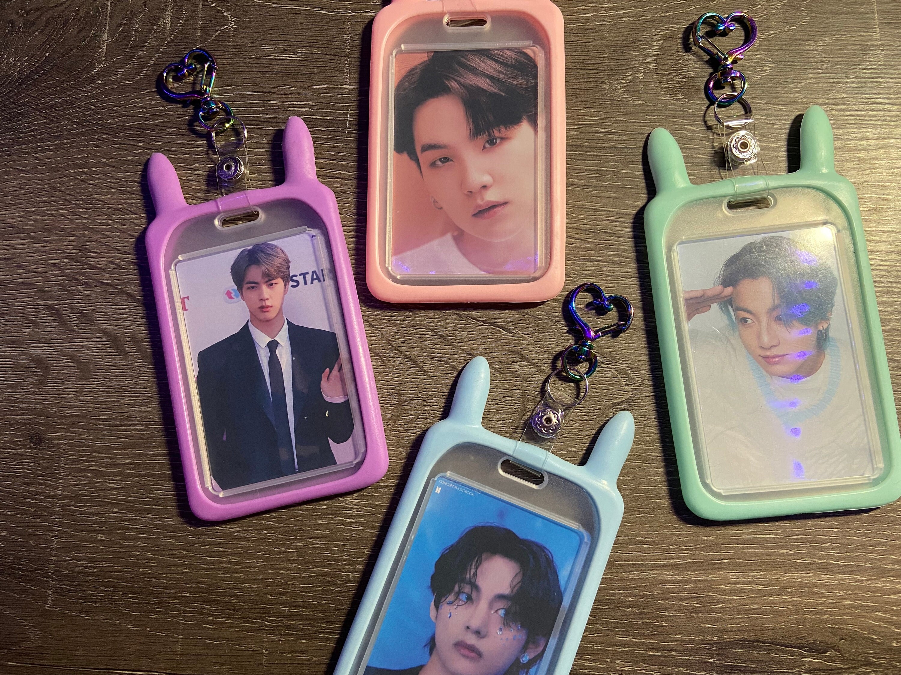 Silicone Bunny Photocard Keychain Frame Holder Purple Pink Etsy