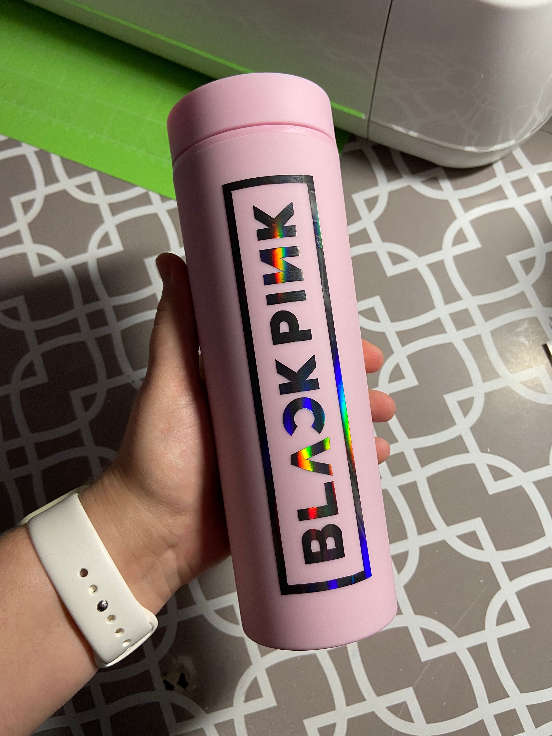 BLACKPINK Skinny Pink Tumbler Cup Holografische Zwart Logo | Etsy