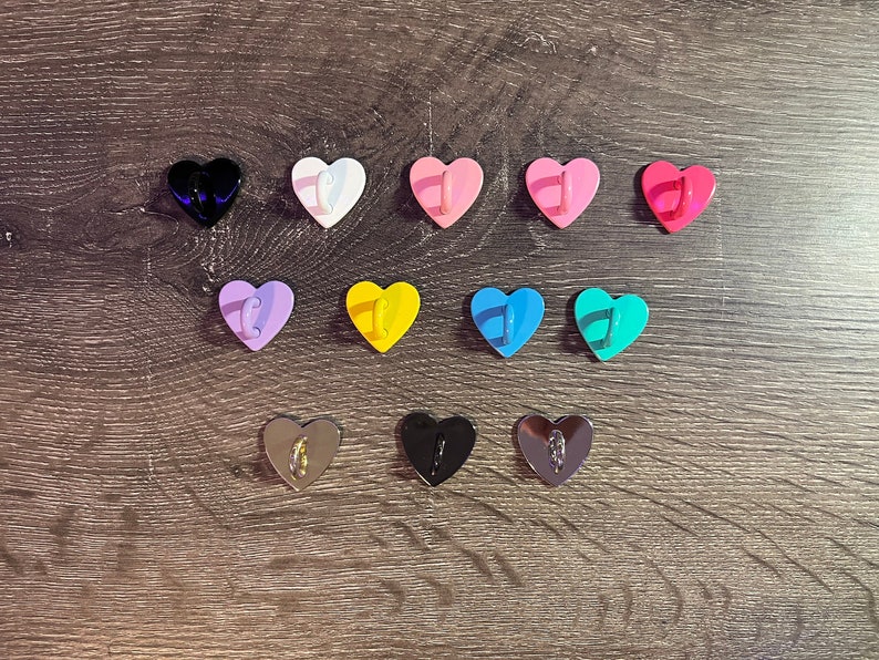 Metal Heart Charm Keychain Clip for Phone Adhesive Loop for Phone Charms Black White Pink Purple Yellow Blue Mint Silver Gold Gray Red 