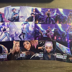 K/DA Mini Print Postcards for Ahri Akali Evelynn Kai'Sa Seraphine All Out The Baddest Pop/Stars K-Pop