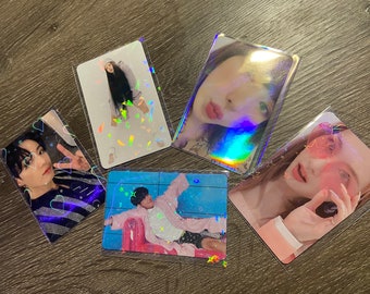 50 Holographic Card Sleeves for K-Pop Photocards Hearts Shatter Mirror Stars Acid Free Collection Collect Book Cute