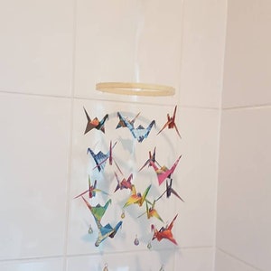 Bright and colourful origami crane mobile image 2