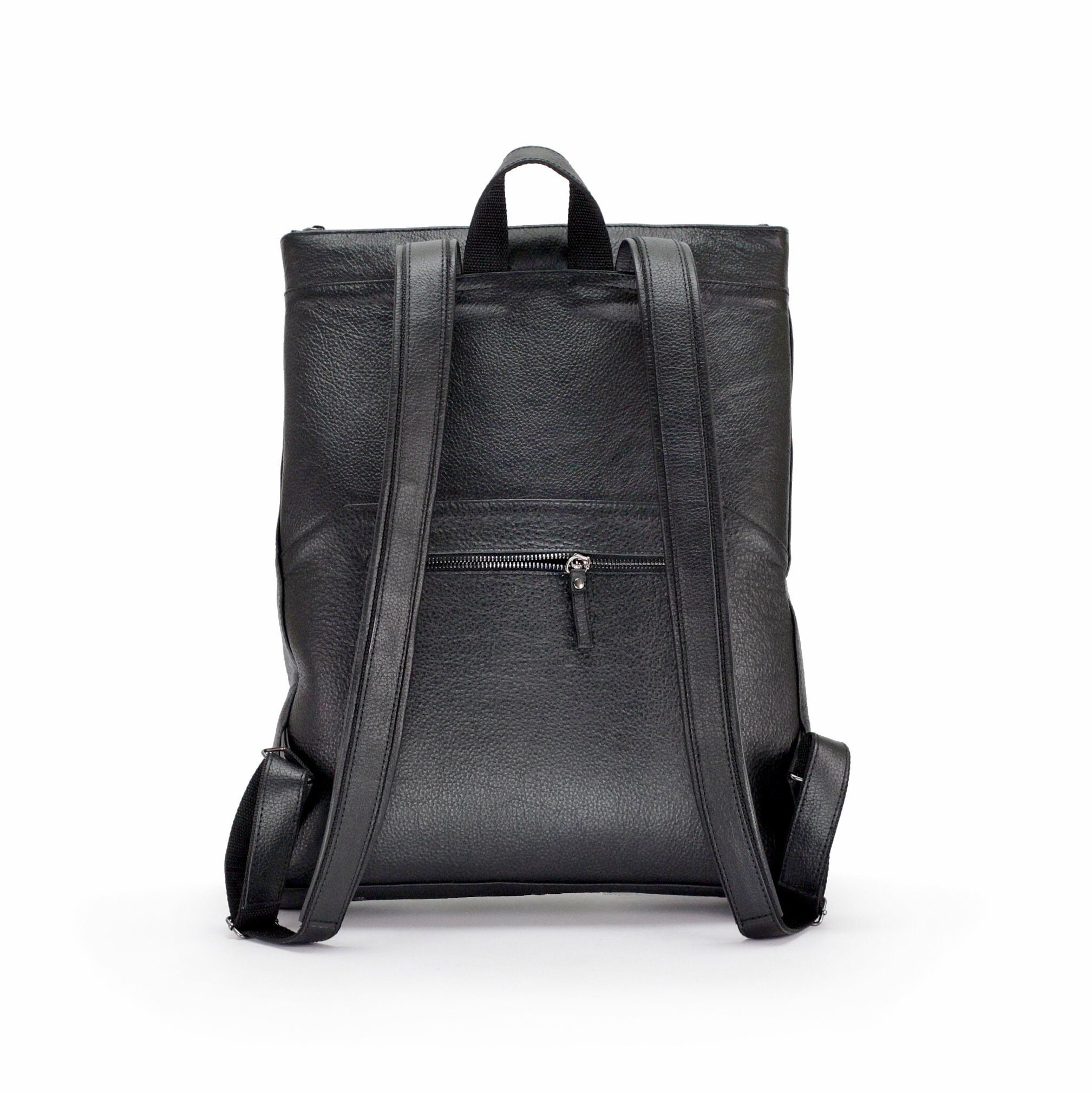 Honeycomb Black Leather Backpack for Women Laptop Backpack | Etsy