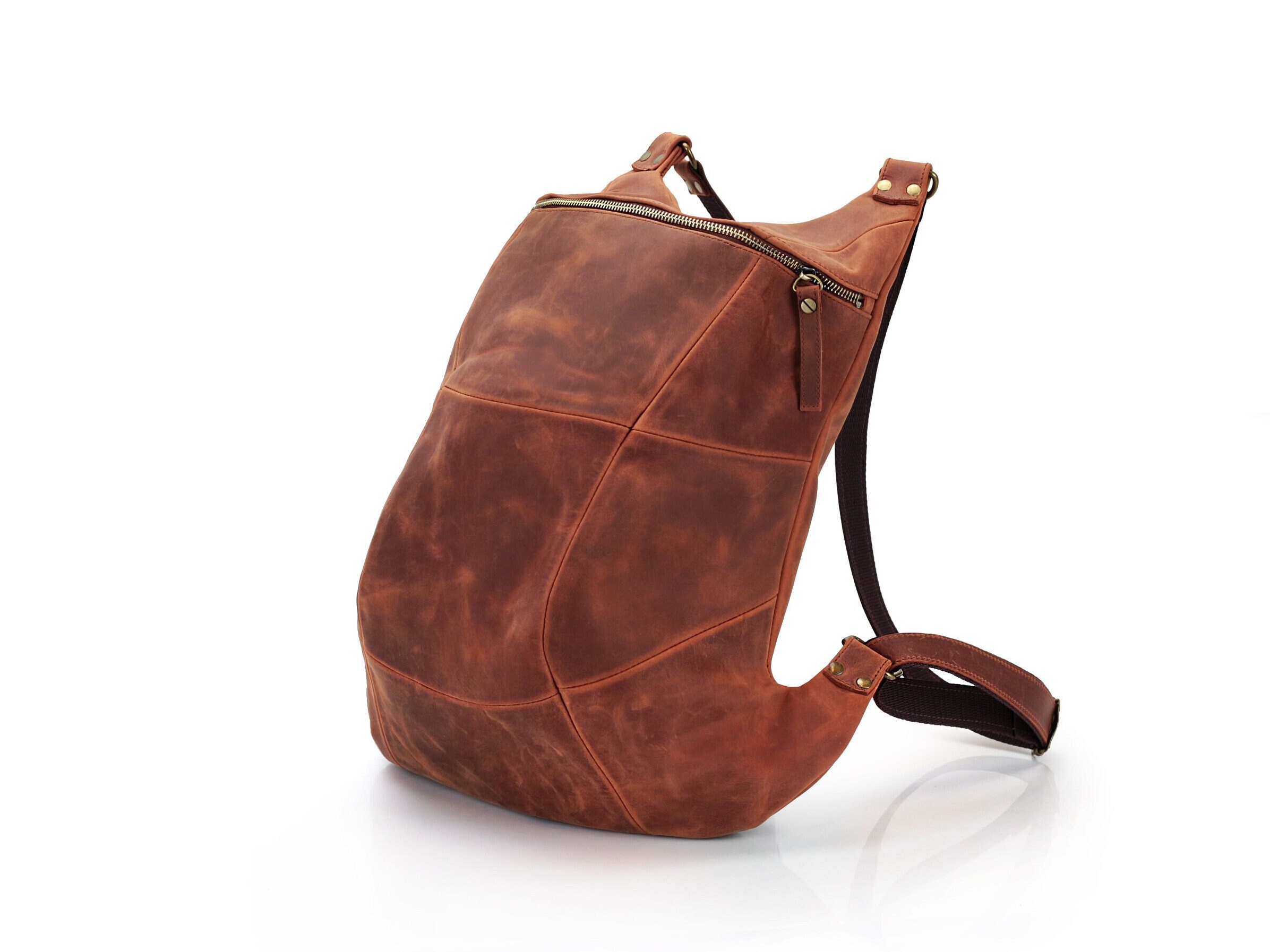 vintage leather backpack