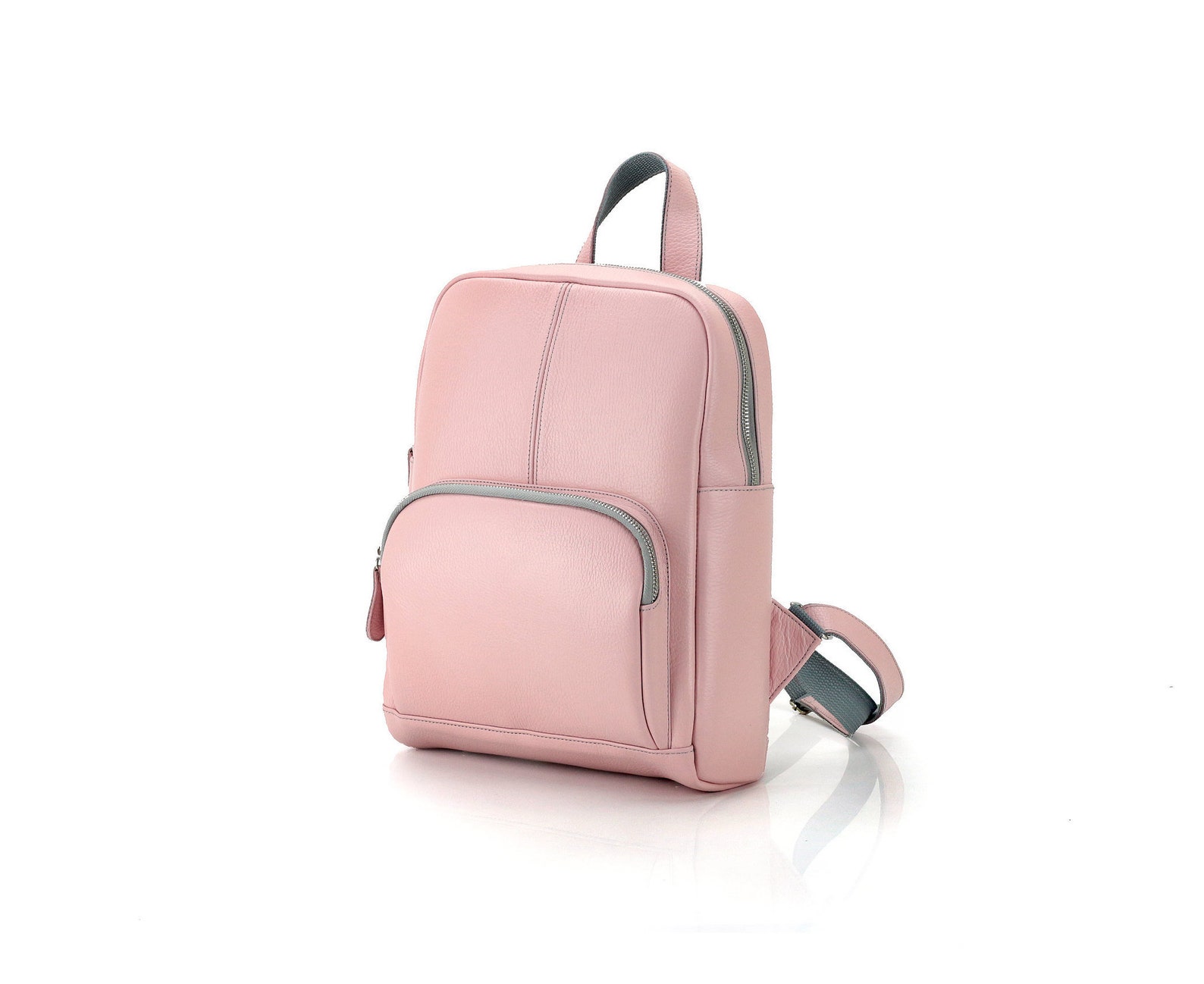 Pastel Pink leather backpack for her / Womens backpack rose / Etsy