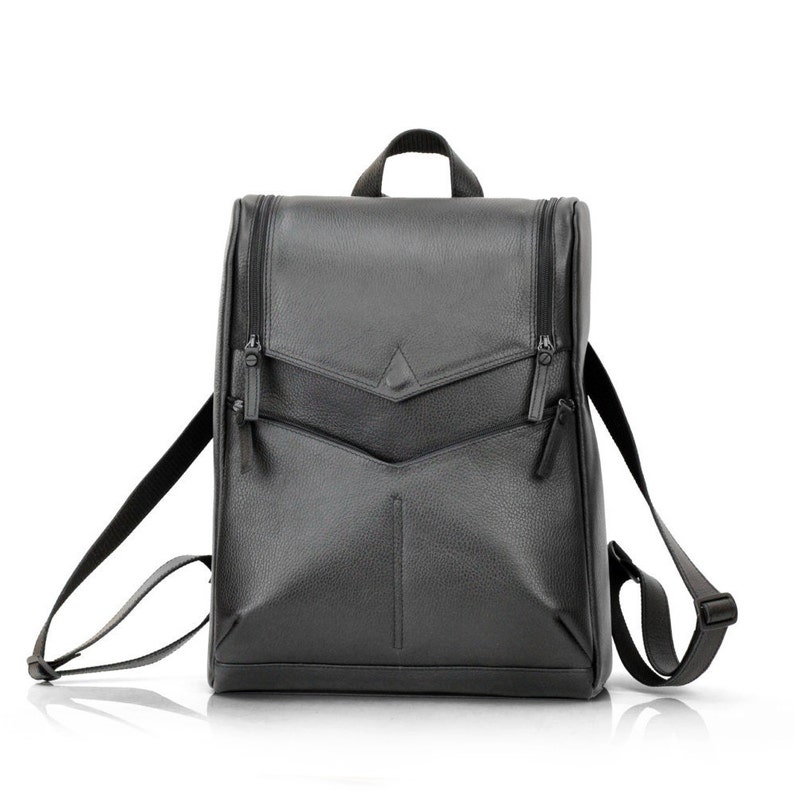 Rigorous Futuristic Conceptual Bag Large Backpack for laptop Black Leather Backpack for Men