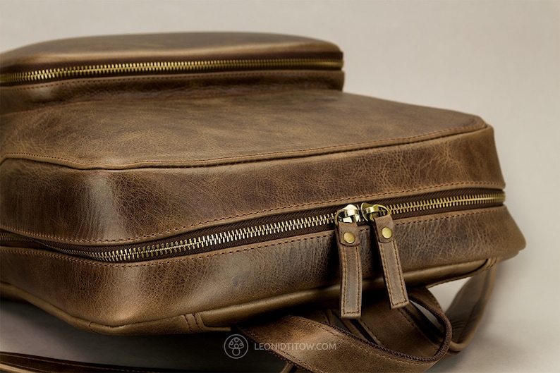 Mens Brown backpack Black Leather Laptop Backpack Genuine leather backpack for him Mens leather backpack Large Backpack Black