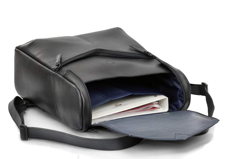Rigorous Futuristic Conceptual Bag Large Backpack for laptop Black Leather Backpack for Men