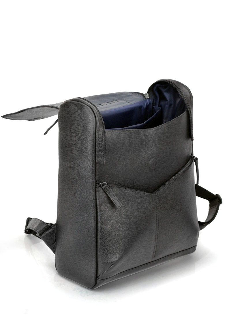 Rigorous Futuristic Conceptual Bag Large Backpack for laptop Black Leather Backpack for Men