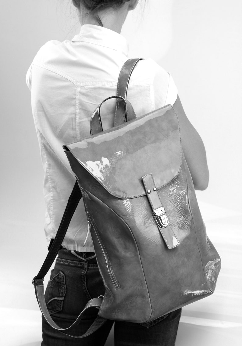 Black Leather Backpack for Women Laptop 15 Backpack Etsy