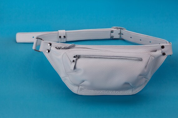 white leather waist bag