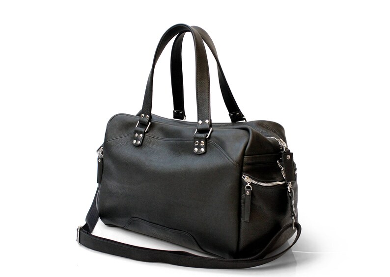 black leather sports bag