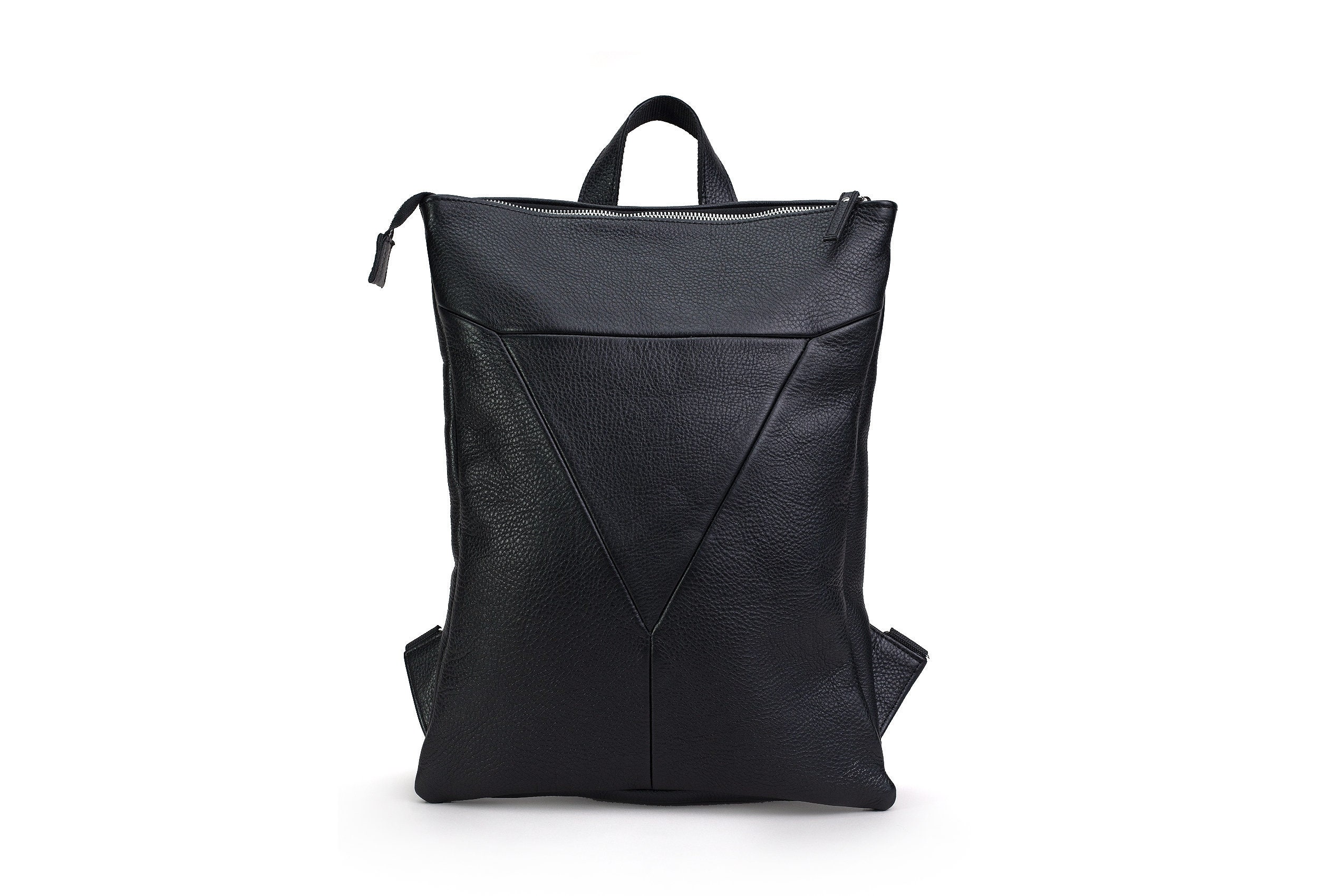 Black Leather Backpack for women Laptop Backpack Black