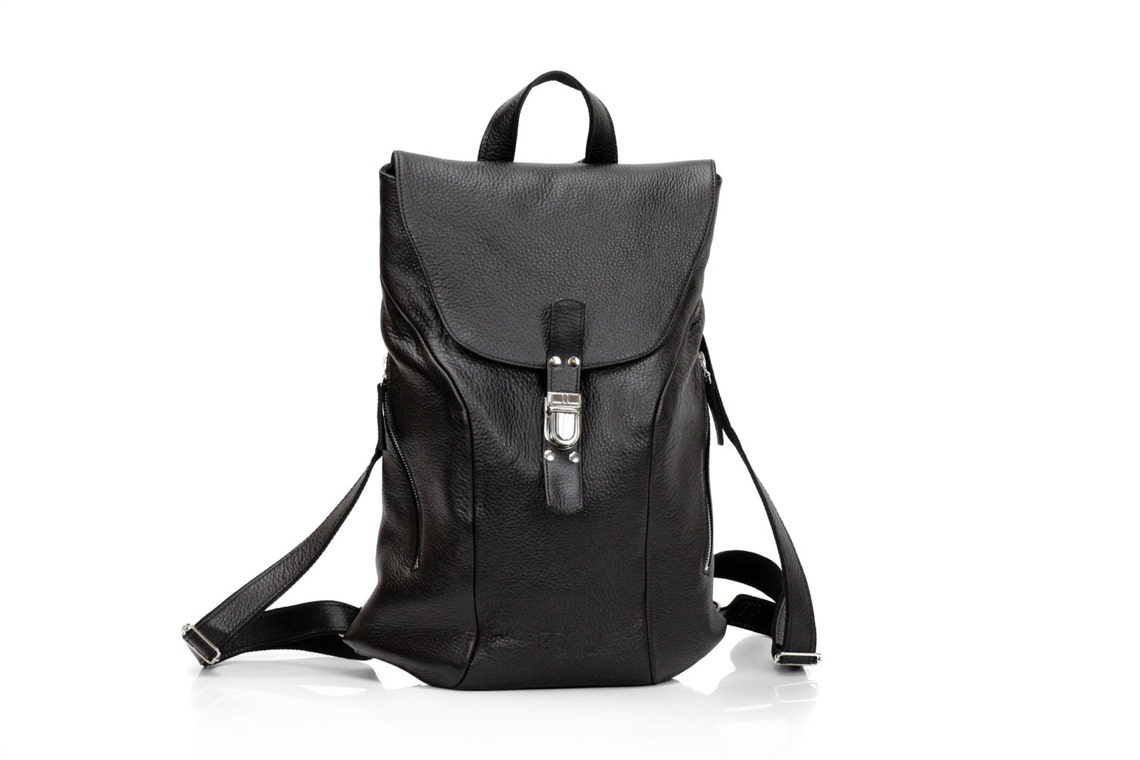Black Leather Backpack for Women Laptop 15 Backpack | Etsy